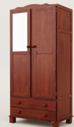 Serpil Clean 2Doors 2Drawer Wardrobe w Mirror L770 x W505 x H1830mm Cedro #55352