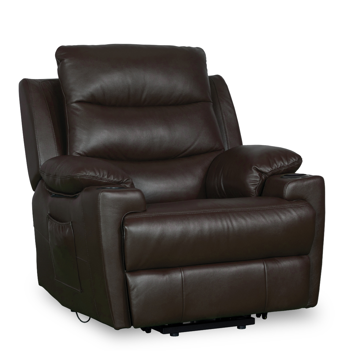 Isella Swivel Single Half Leather Recliner w Cup Holders Black #3228