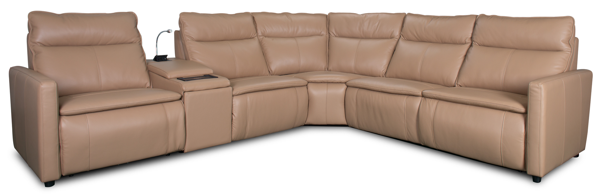 Isella 5 Seater Half Leather Corner Electric Recliner Black #3251