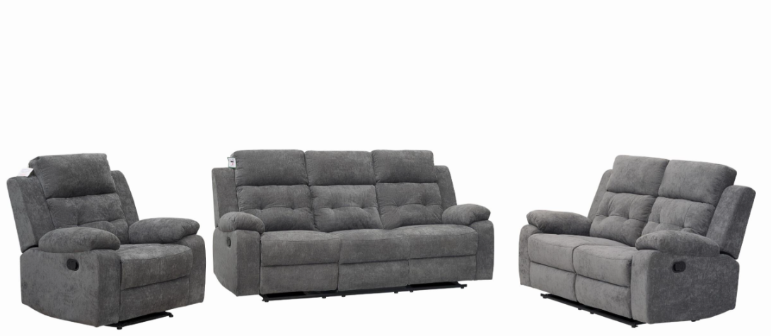 Home Basics 3+2+1 Fabric Recliner Dark Grey #240432 YJ