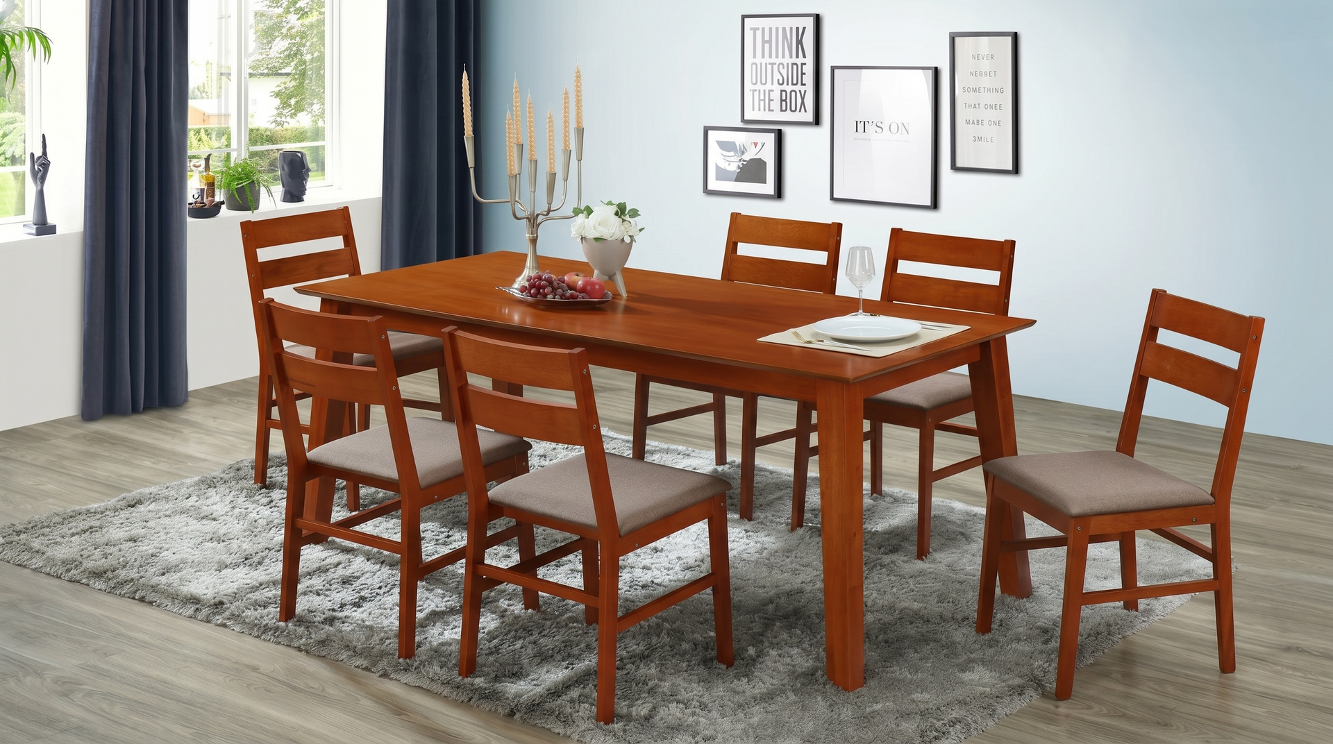 Art Jordan Solid Wood Dining 7pc Set L1450 x W850 x H760mm Mahogany