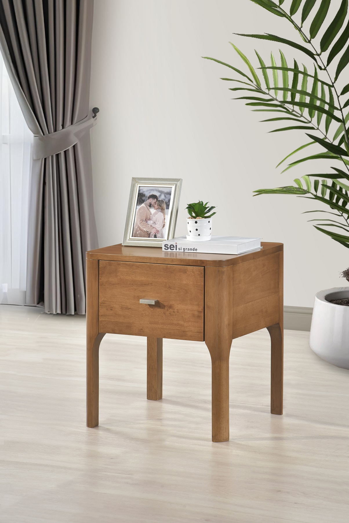 Art Oscar Solid Wood 1 Drawer Bed Side Cabinet L500 x W450 x H550mm Mas Dirty Oak