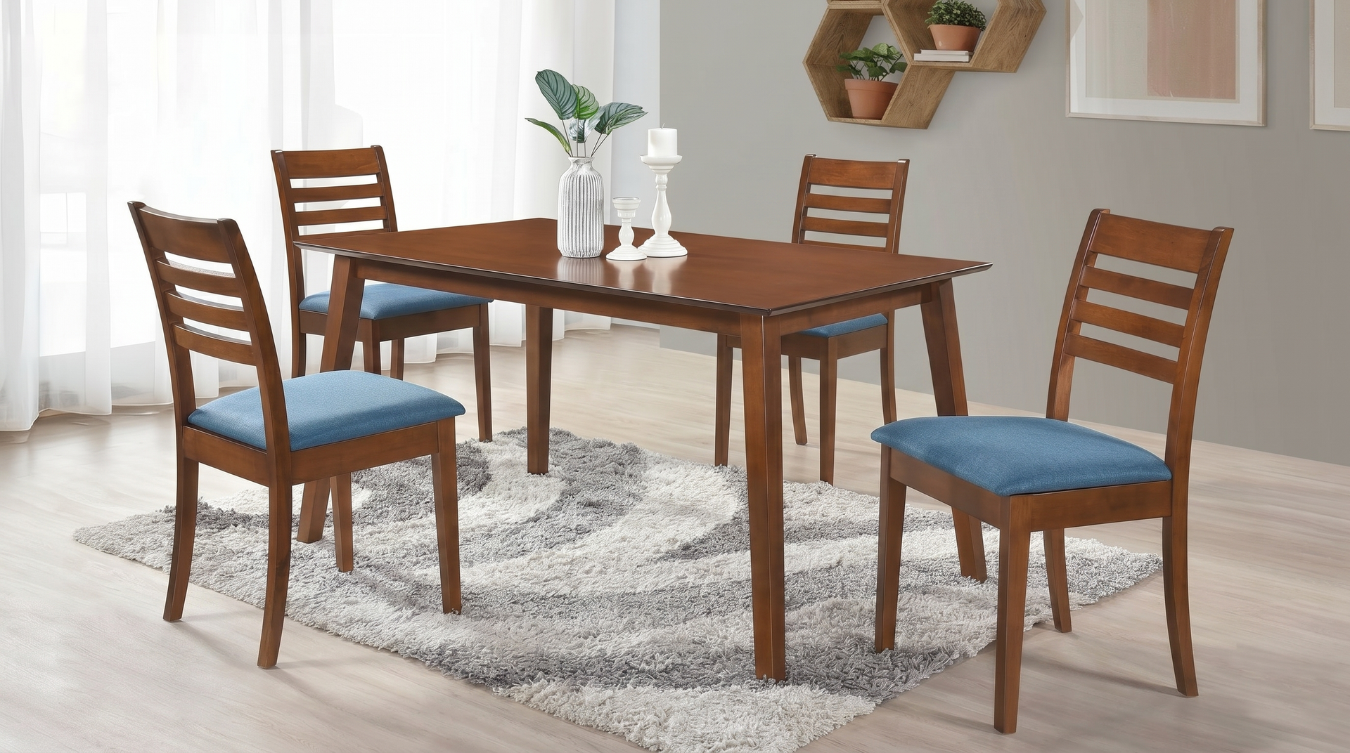 Art Justin Solid Wood Dining 5pc Set L1100 x W700 x H760mm Cappuccino