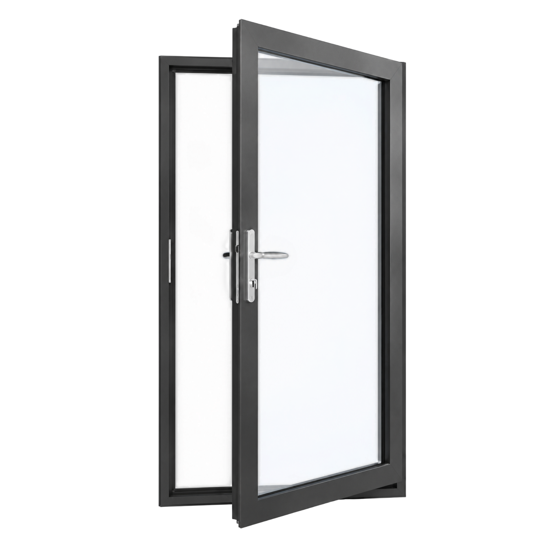 Anka Aluminium Bathroom Door Set Type B 2100 x 850 x 38mm c/w Lock & Frame 8mm Glass