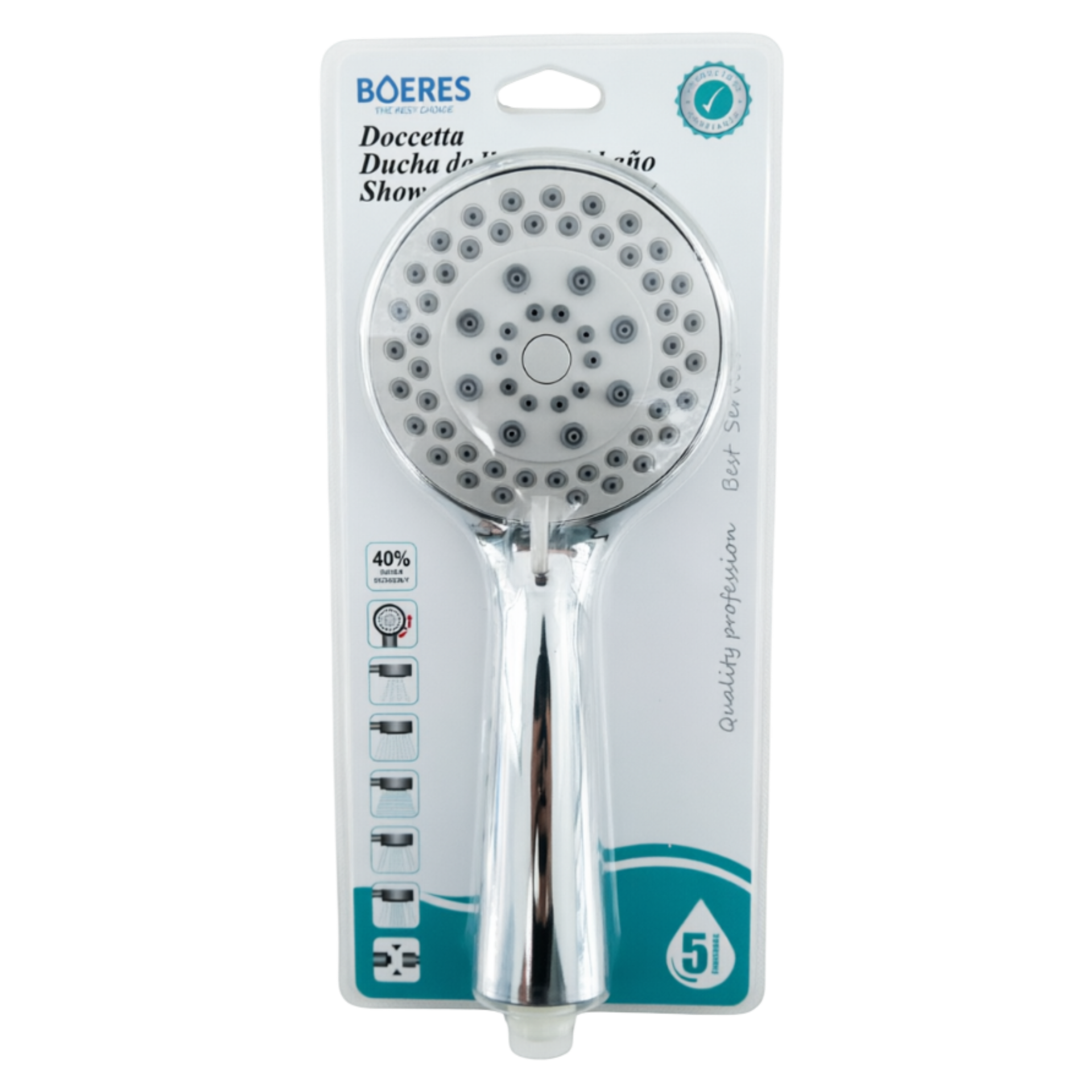 Boeres Hand Shower Head Round ABS Chrome Plated