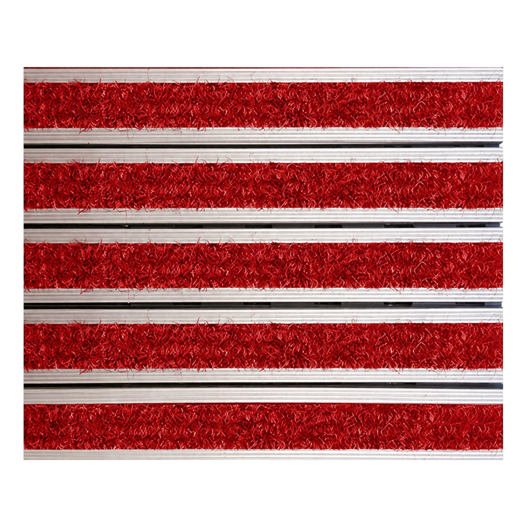 Floor Mat Aluminium Strips Poly 40 x 60cm Red