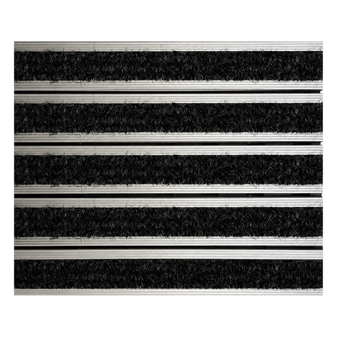 Floor Mat Aluminium Strips Poly 40 x 60cm Black