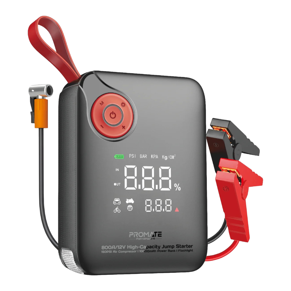 Promate 4-in-1 Jump Starter & Tire Inflator Power Bank
