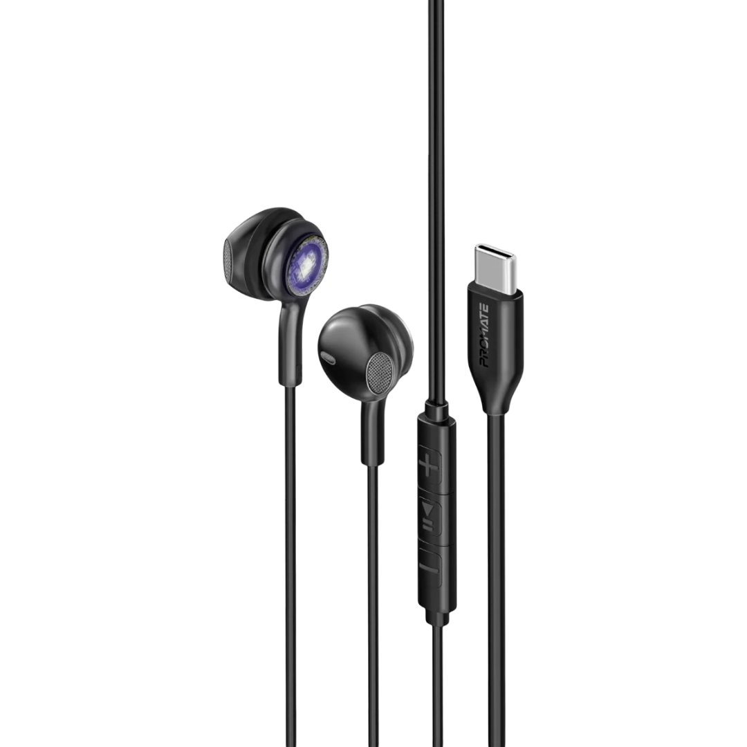 Promate LumiSound USB-C RGB Wired Earphones