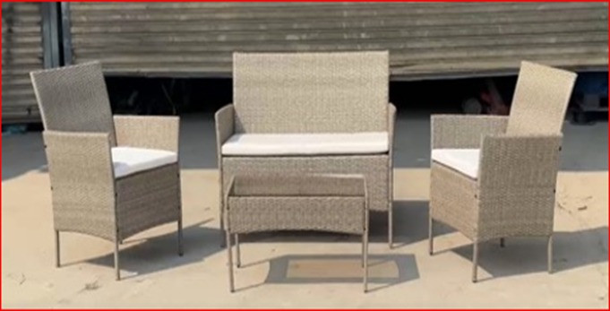 Bless Patio 2+1+1 Outdoor Sofa Set with Coffee Table