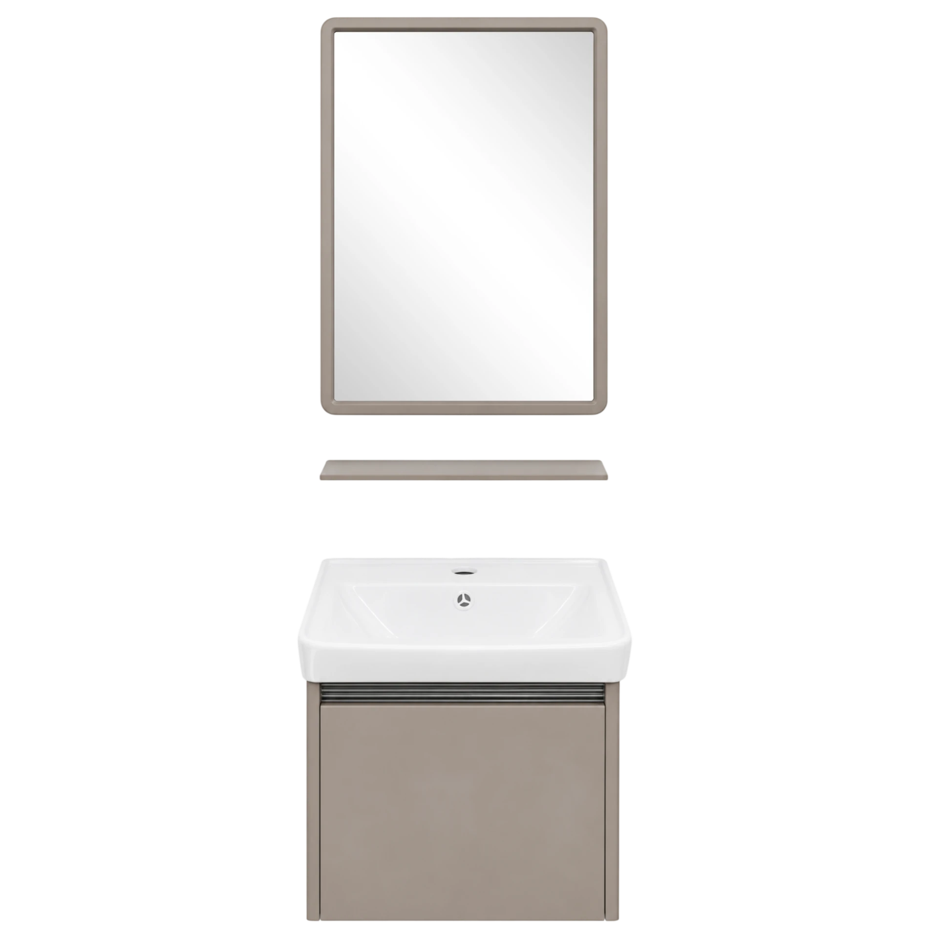 Ceramic Basin Mirror with Aluminum Cabinet 42 x 36 x 45cm
