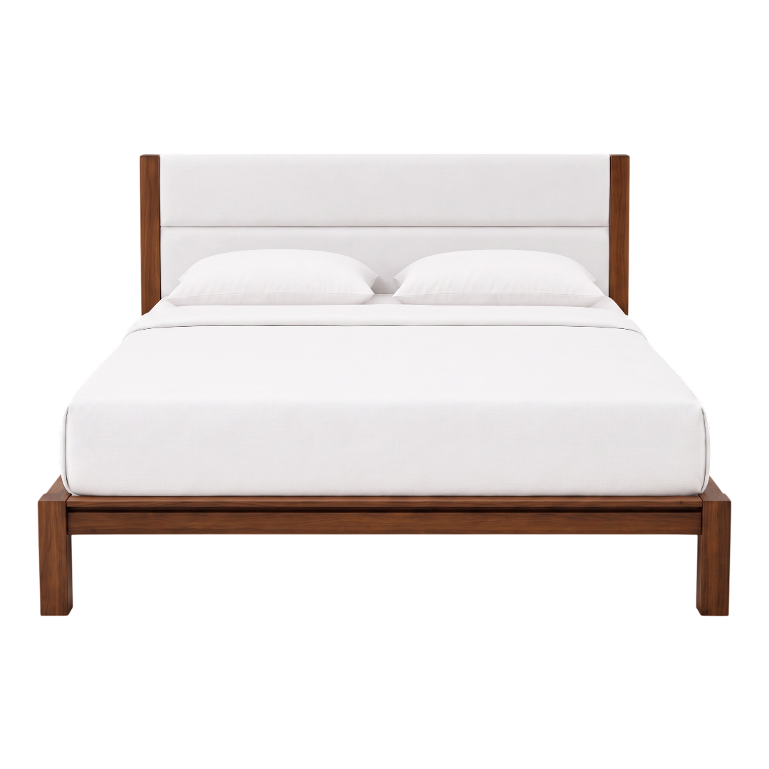 Beteck Solid Wood Tool Less King Bed L1980 x W1830 x H975mm Walnut/Navy Blue #BBT61496 Luben