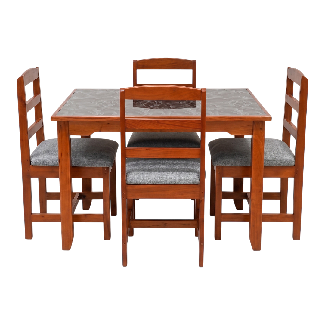 Perfect PVC Table Top 5pc Dining Set Solid Mahogany L1150 x W800 x H750mm
