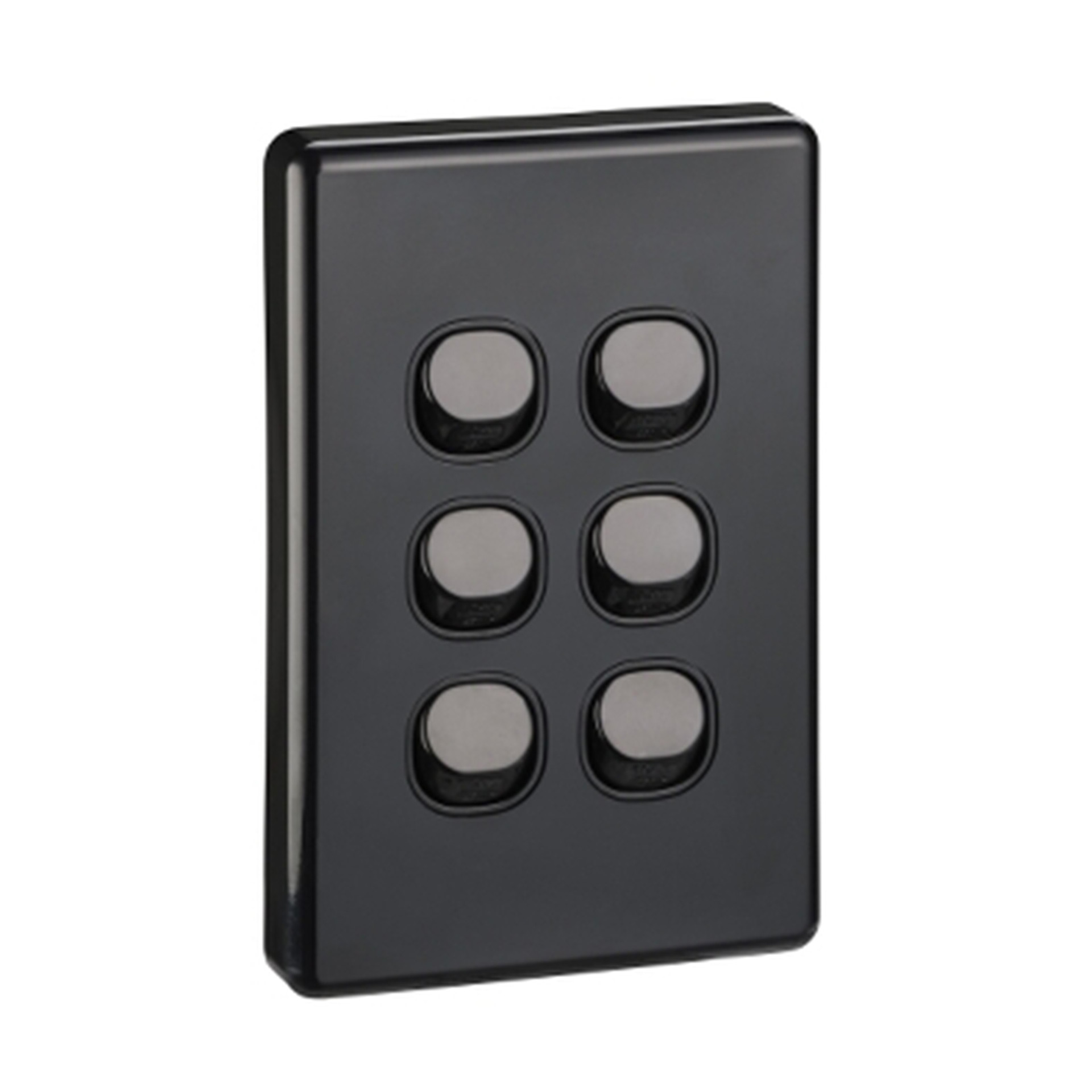 Classic 6 Gang Switch 10A Matt Black