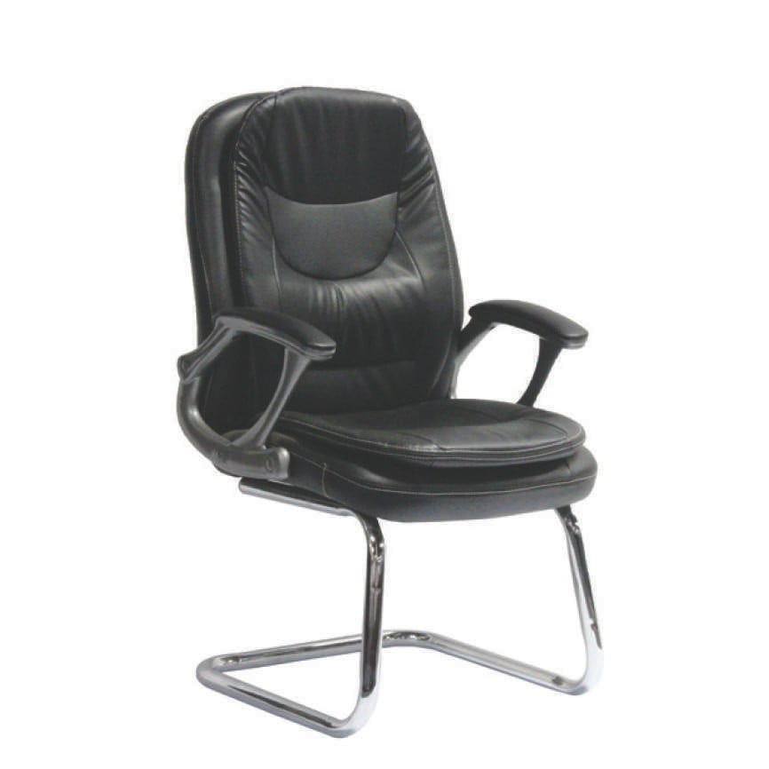 Mega Visitors Padded Chair PVC Black Chrome Base