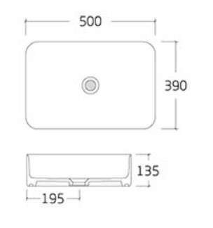 Jorford Ceramic Above Counter Basin Rect Black 500 x 390 x 135mm