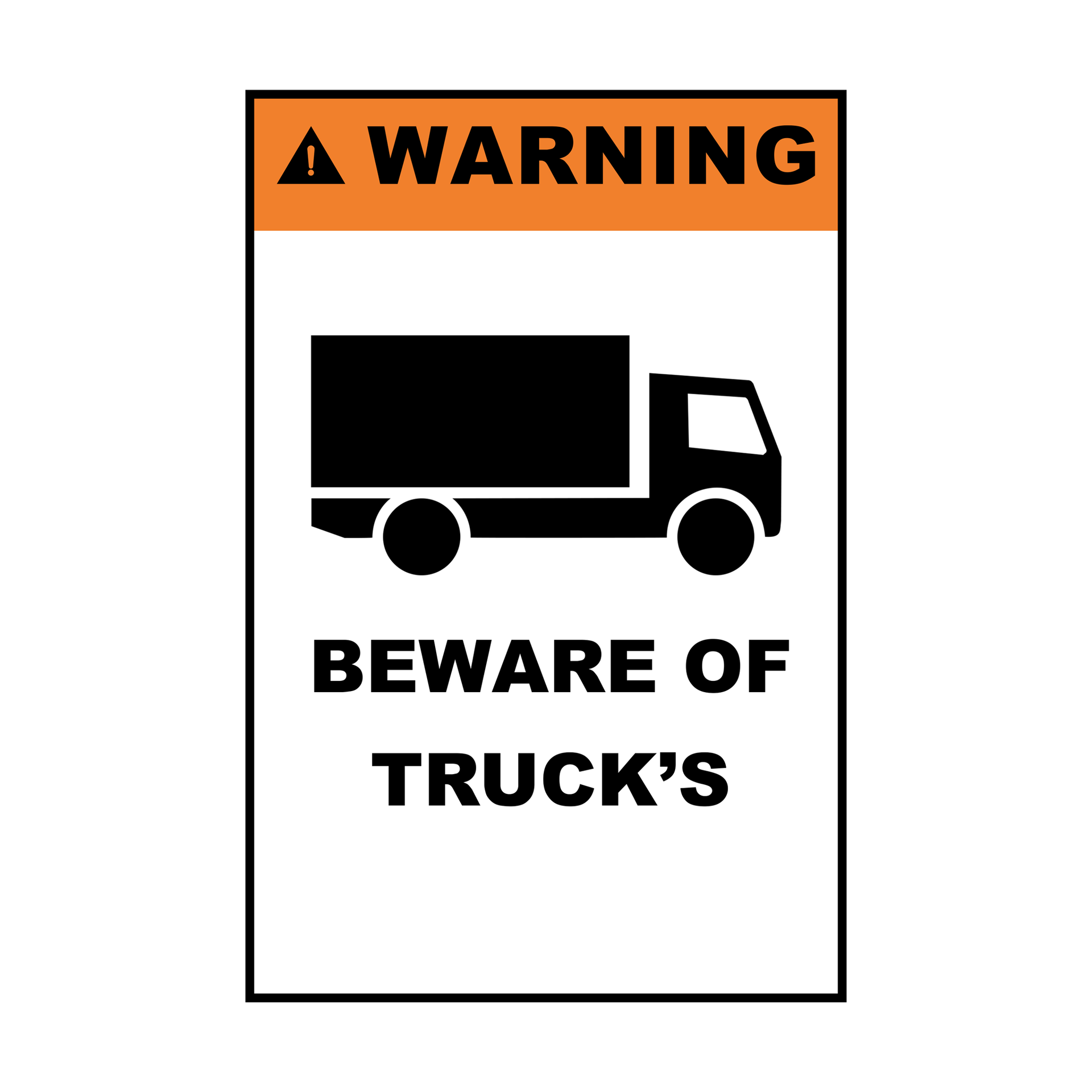 Wotect PVC Safety Sign Adhesive "Be Aware of Trucks" 600 x 900mm