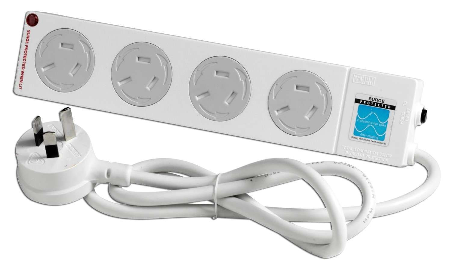 HPM 4-Way Child Safe Power Board Surge Protection