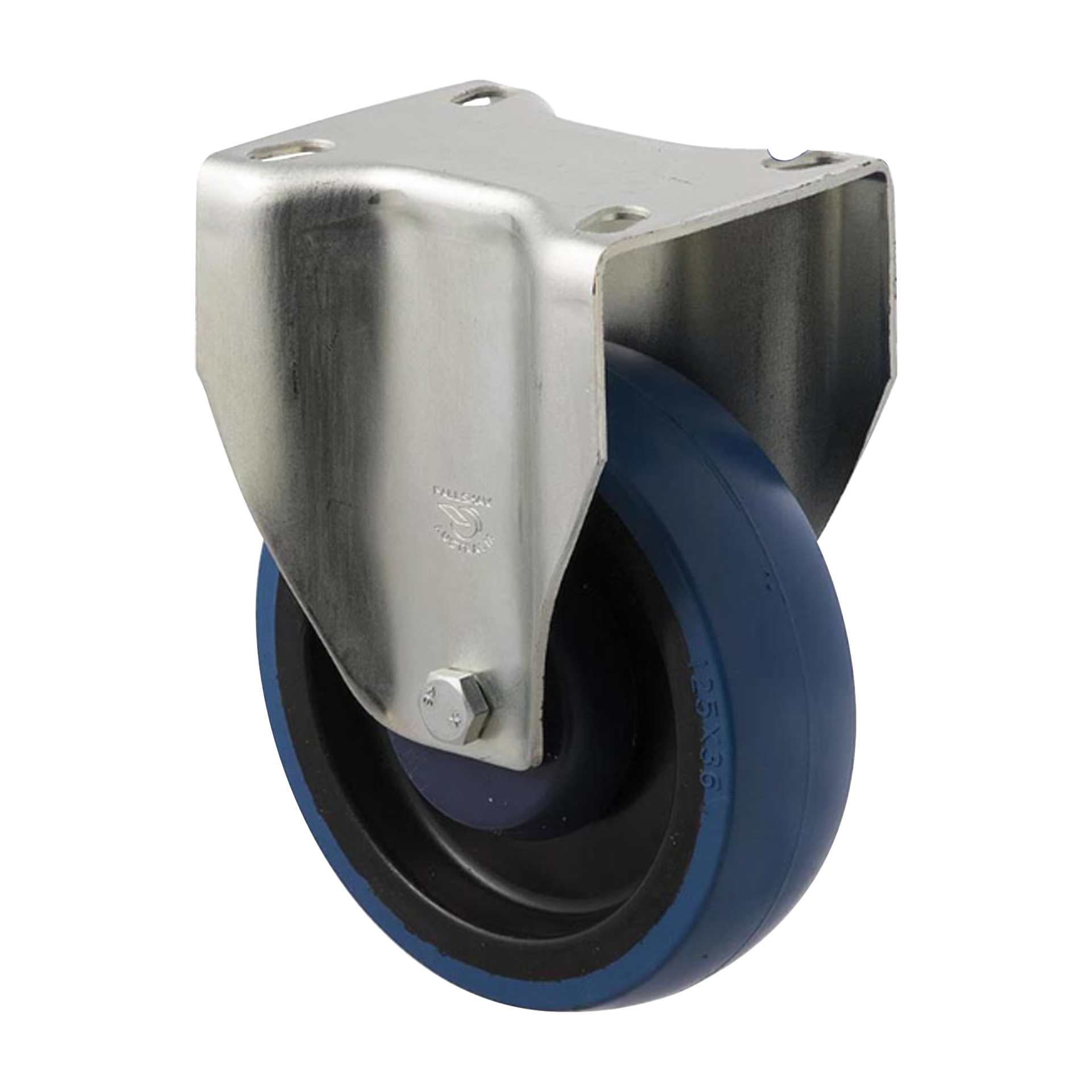 Fallshaw M Series Medium Duty Castor 125mm Blue Rubber Precision Bearing Fixed Plate 150kg