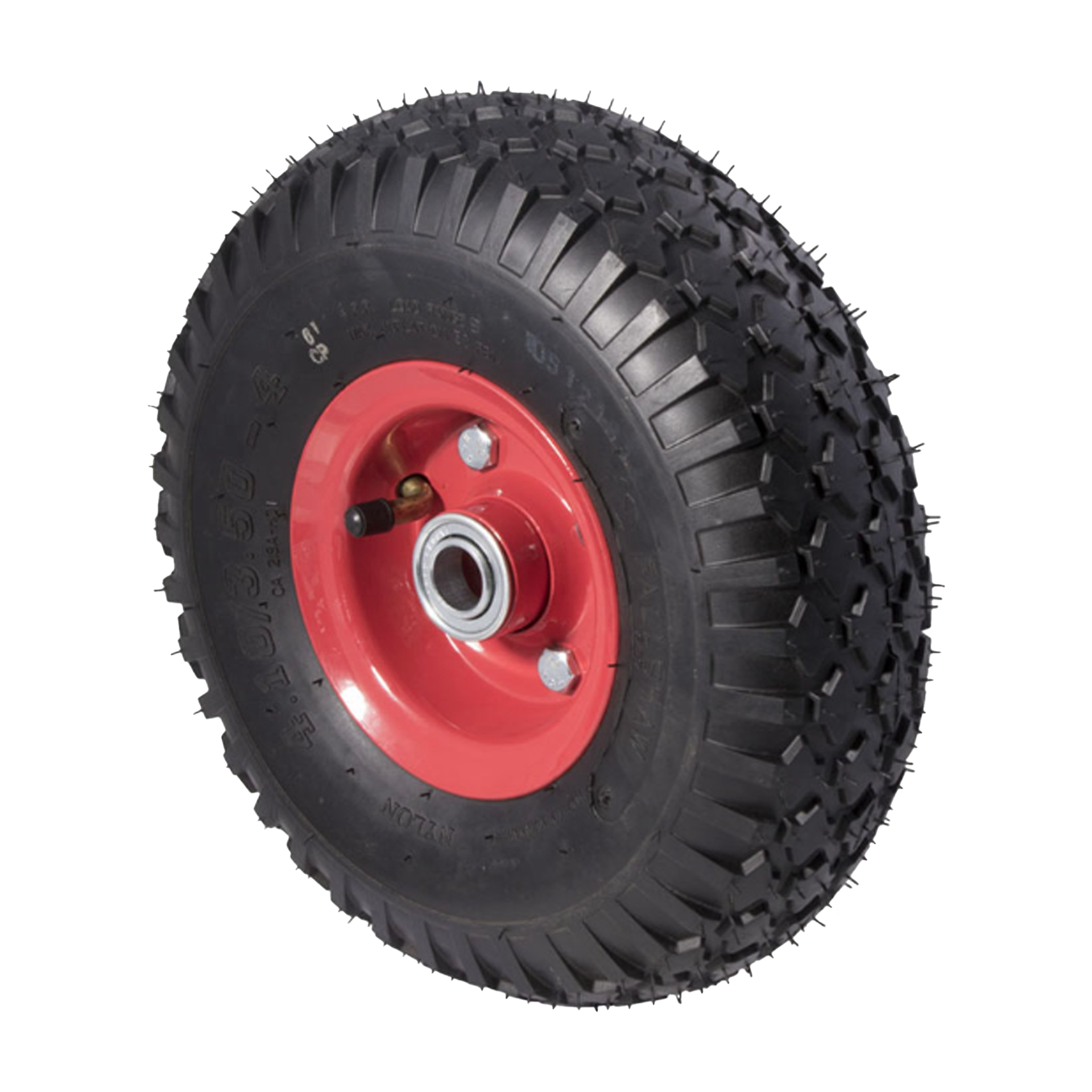 Fallshaw Pneumatic Black Tyre 350 x 4 Wheel Steel Rim 20mm Deep Groove Bearing 180 kg