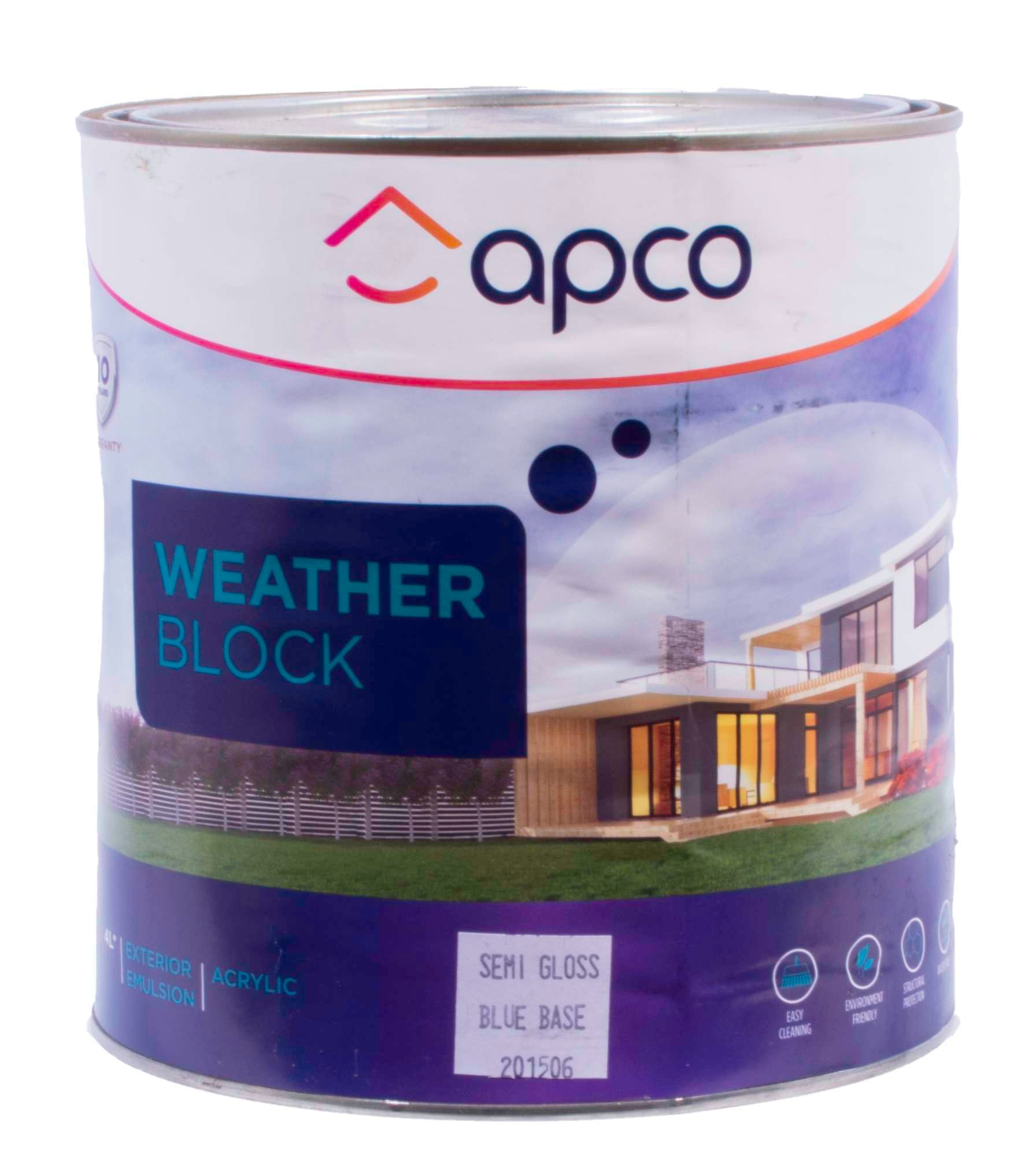 Apco Weatherblock Semi Gloss Acrylic Blue Base 4L