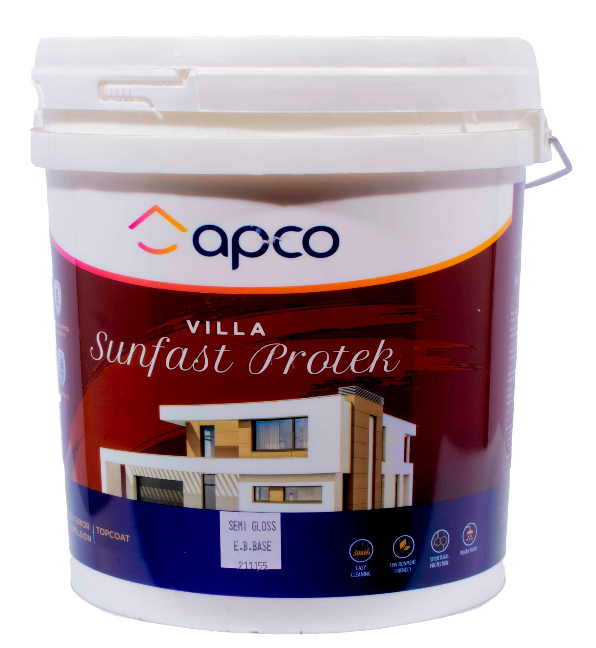 Apco Villa Sunfast Protek Top Coat Semi Gloss Acrylic Extra Bright Base 10L
