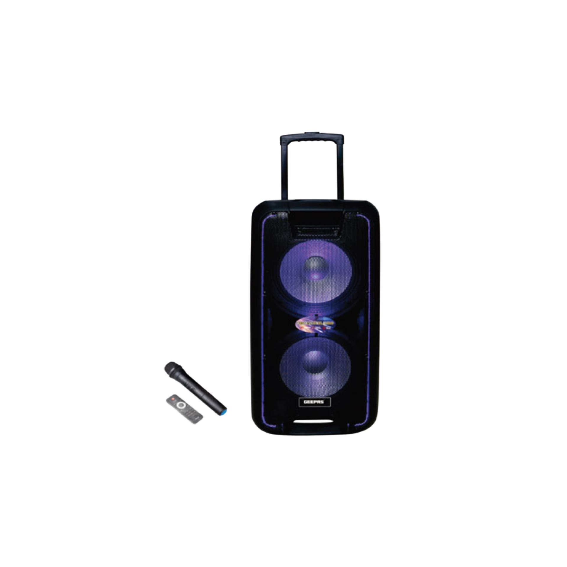 Geepas Portable PMPO 10" Bluetooth Speaker Wireless Mic and Trolley Handle 50000W