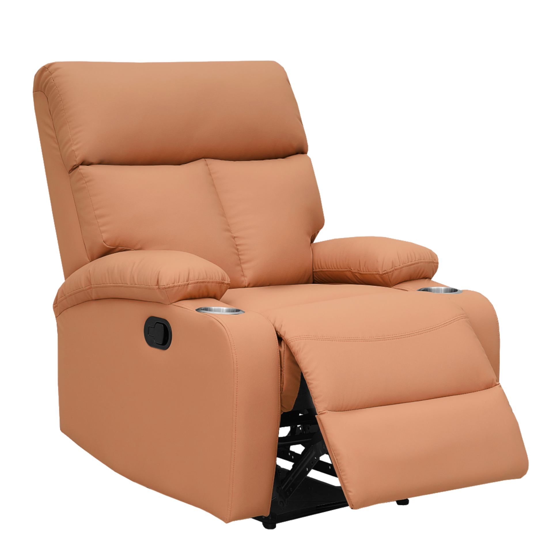 Home Basics Techno Fabric Single Recliner with Cup Holder Orange #T01