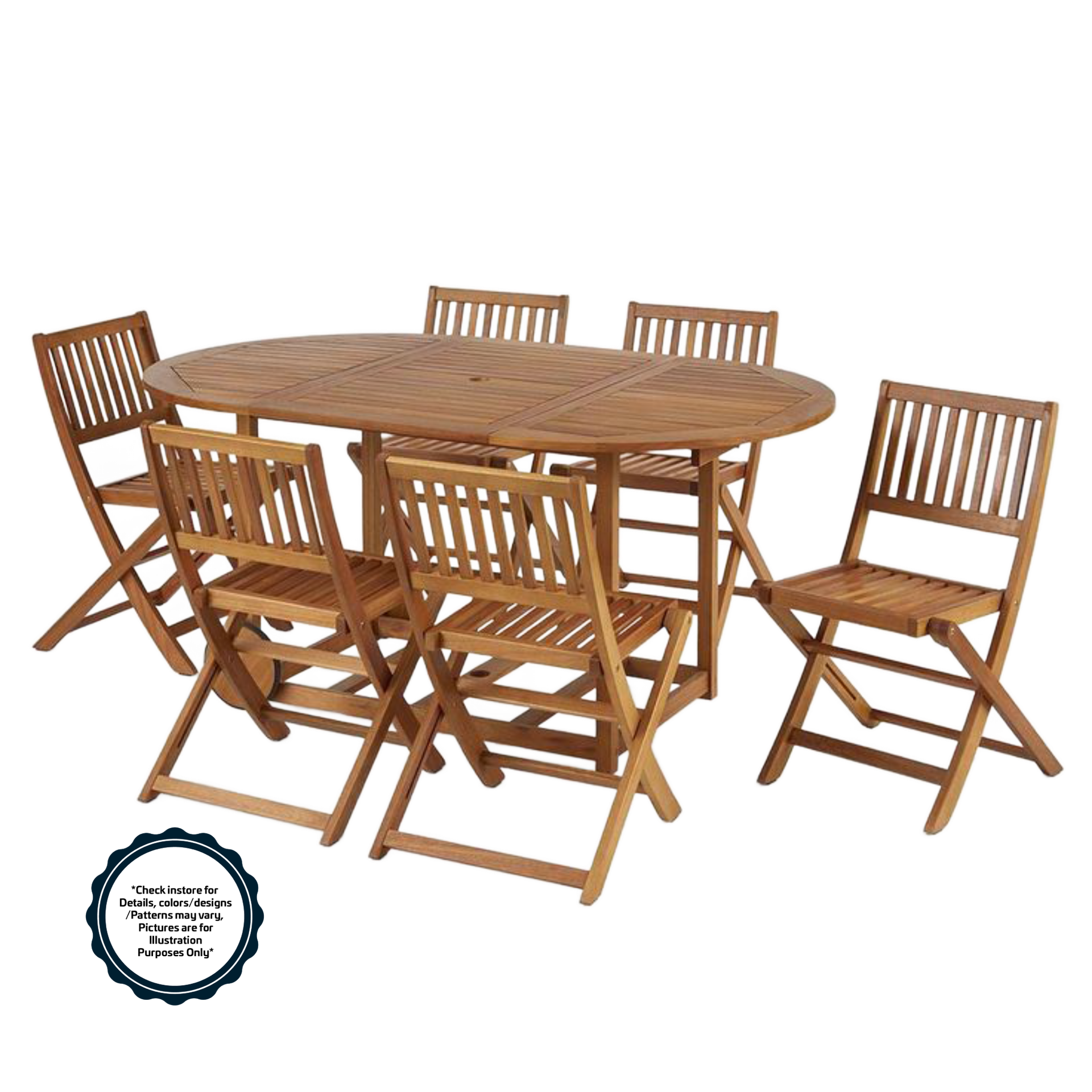 ABR Hana Outdoor Foldable Dining Set 7pc Teak Wood
