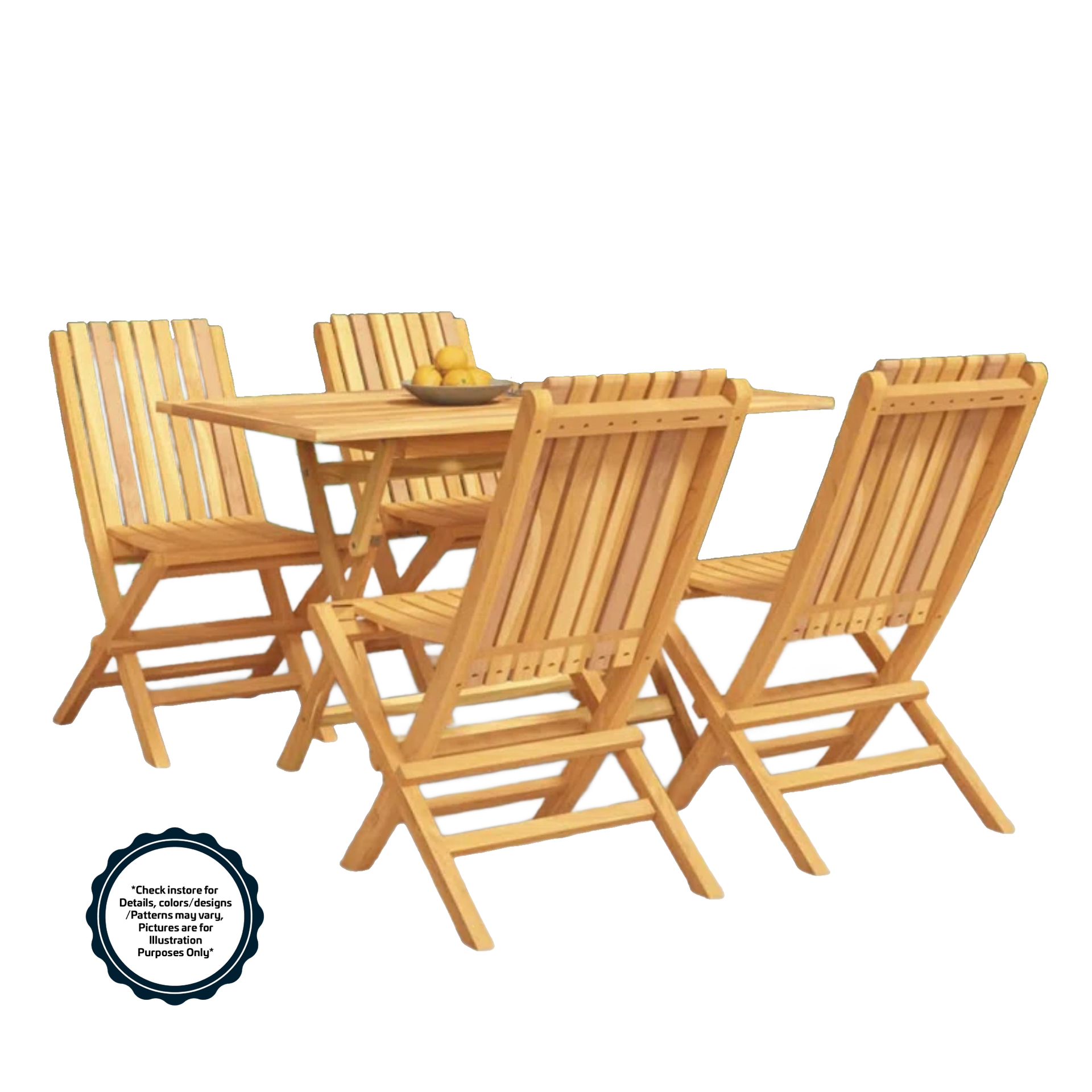 ABR Rena Candra Outdoor Foldable Dining Set 5pc Teak Wood