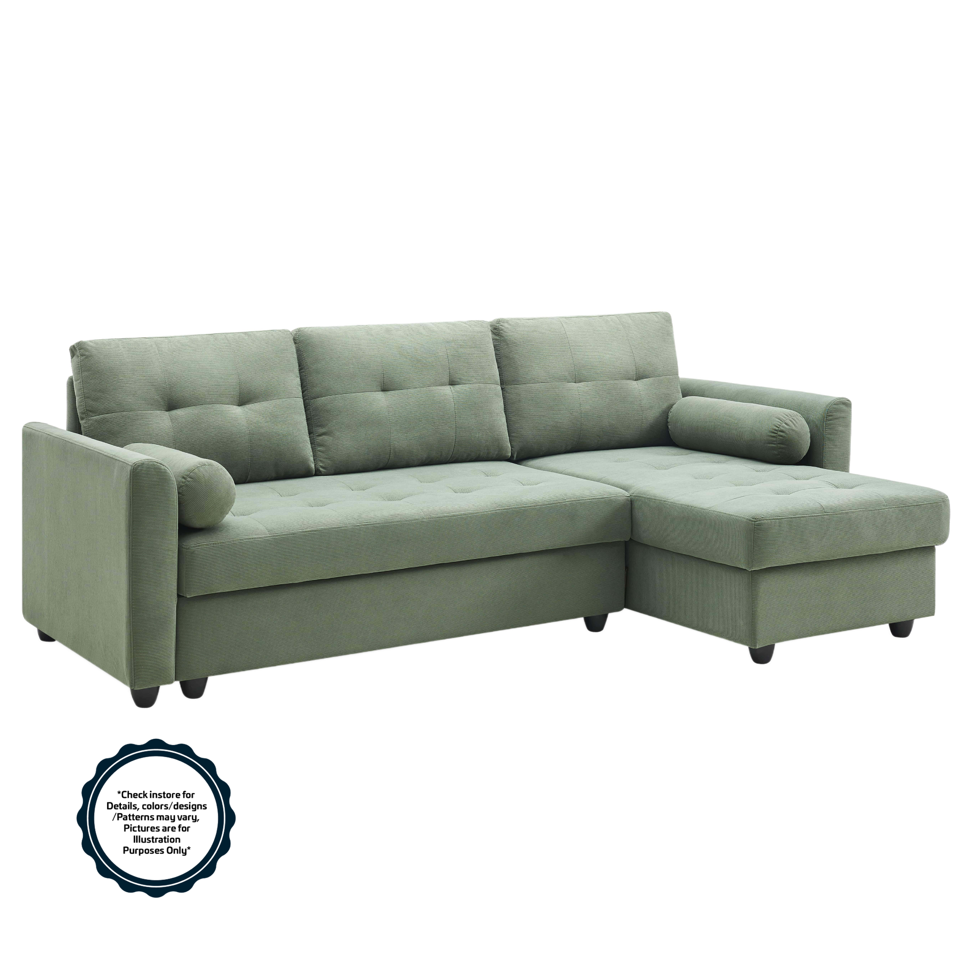 Home Basics Fabric Sectional Sofa Bed Brown #4563