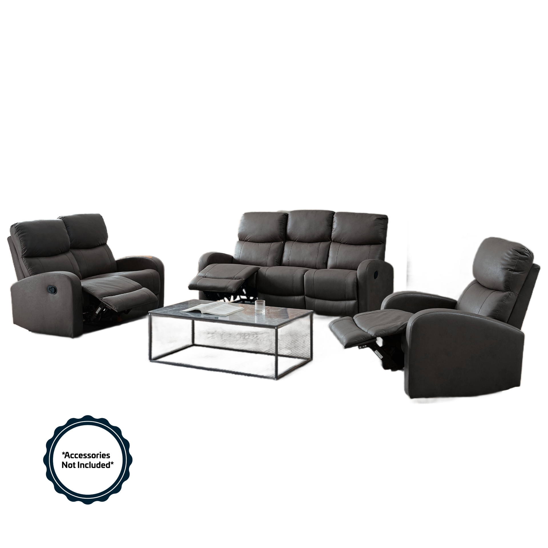 Bently Potter 3+2+1 Techno Fabric Recliner Dark Grey