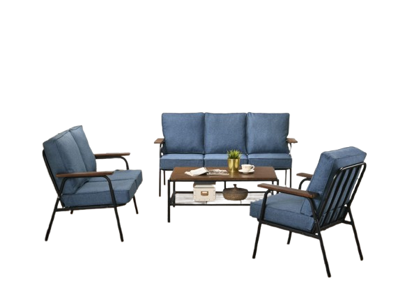 Home Basics 3+2+1 Metal Sofa Set w Coffee Table