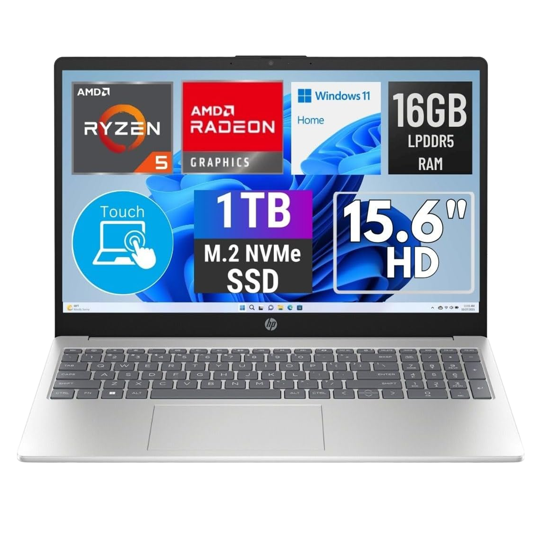 HP 15-fc0105cl 15.6" AMD Ryzen 5 SD 16/1TB WIN 11 Touch( Refurb)