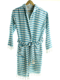 CHEVRON beachrobe bathrobe turquoise hooded