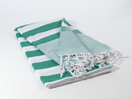 Coral Turkish Towel, Peshtemal, Green