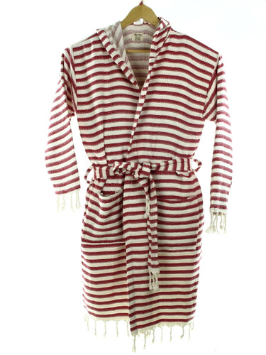 CHEVRON beachrobe bathrobe  red hooded