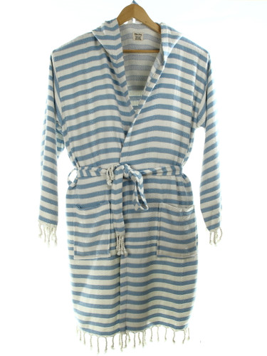 CHEVRON ooded beachrobe bathrobe blue