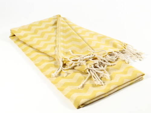 Waves Turkish Towel, Peshtemal, Yellow
