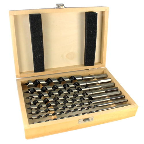 Bohrcraft slangenborenset 235 mm met 6-kant schacht in houten kist, 8-delig