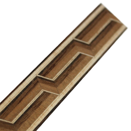 Inleglijst fineer dubbele slinger licht- en donkerbruin, 20 x 1000 mm