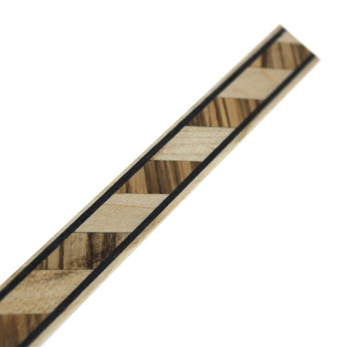 Inleglijst fineer schuine balk met zwarte rand, 15 x 1000 mm
