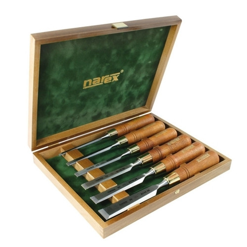 Narex steekbeitelset met houten heft in houten kist, 6-delig