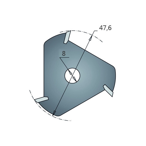 Hm 108 schijffrees Ø 47,6 x 2 mm (asgat 8 mm)