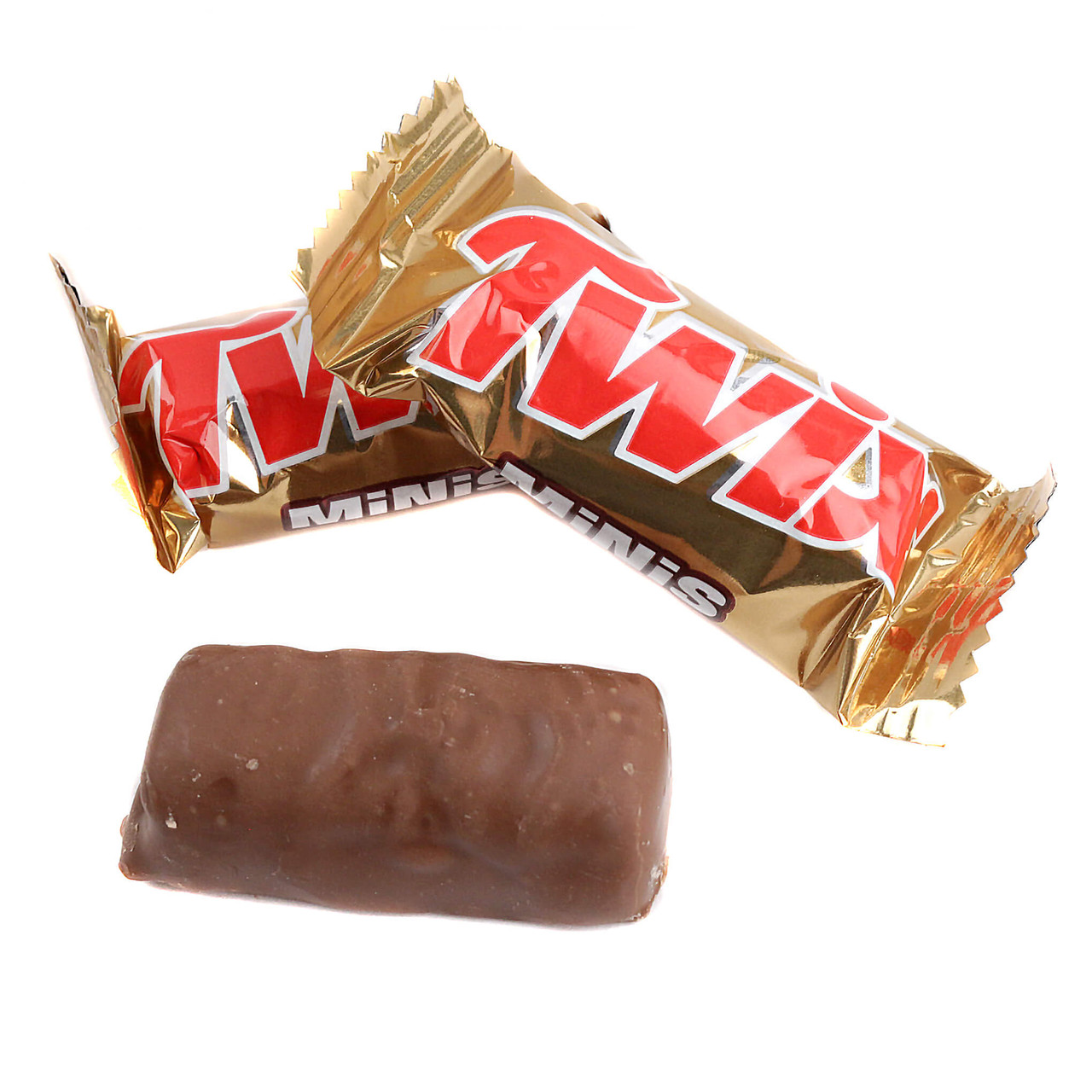 Twix Mini bars, milk chocolate, caramel, crunchy cookie. Approx 44 gold-wrapped fun size candies per pound.