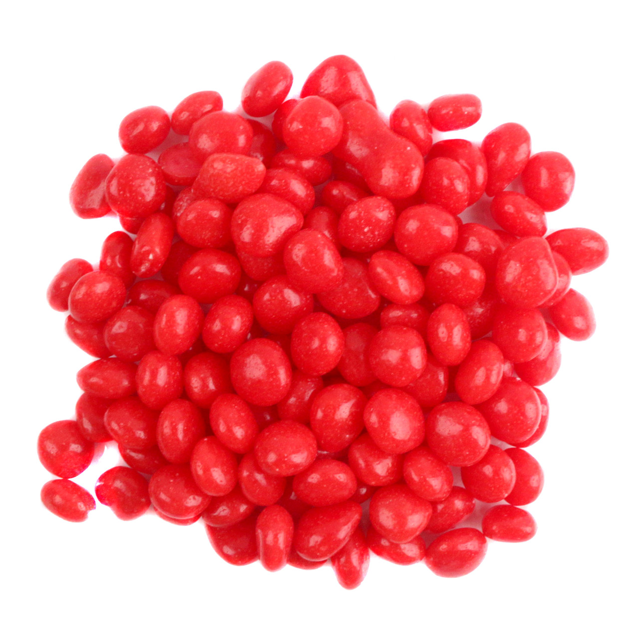 Tiny red Brachs Cinnamon Imperials, spicy-sweet nuggets, approx 1,100 per lb. Perfect for baking, decorating, Christmas, Valentine's.