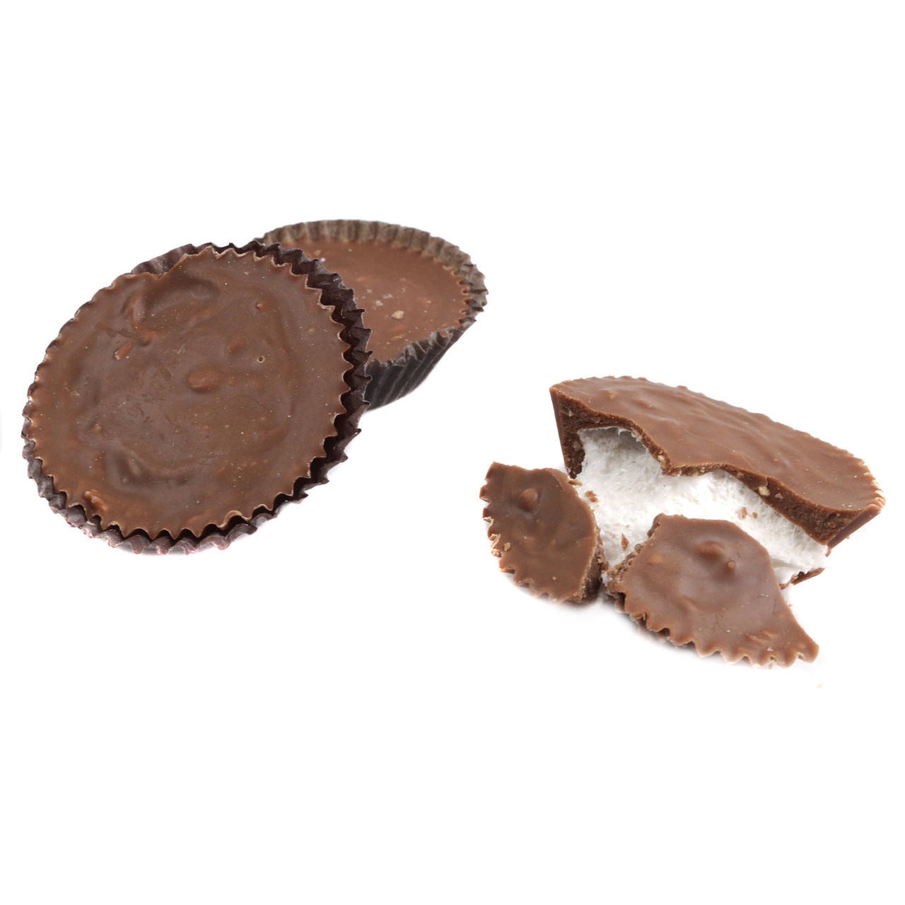 Boyer Mallo Cups, unwrapped brown chocolate, white marshmallow, coconut, 30 old-fashioned pieces, 1 pound.