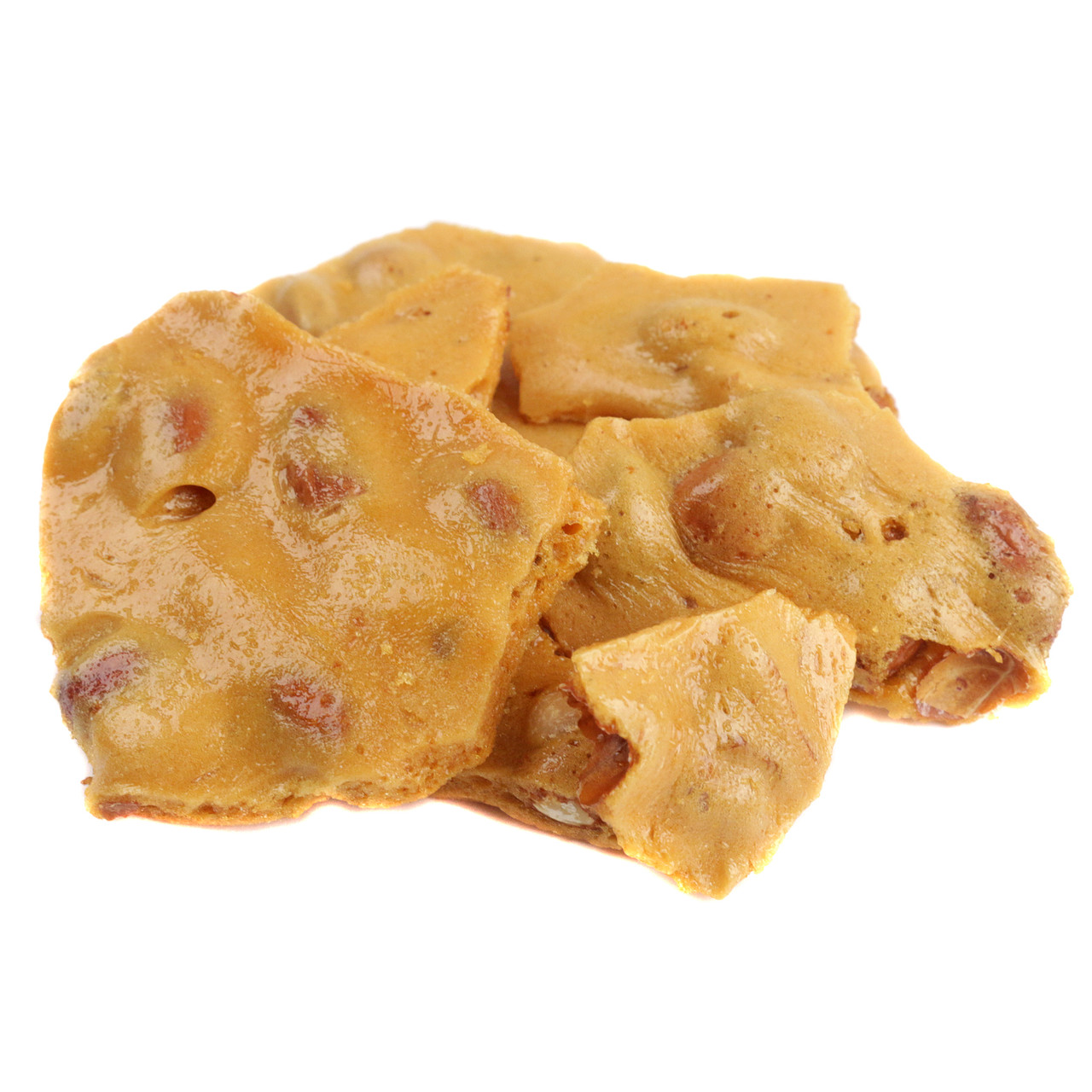 crunchy peanut brittle pieces in bulk ready for to ship.