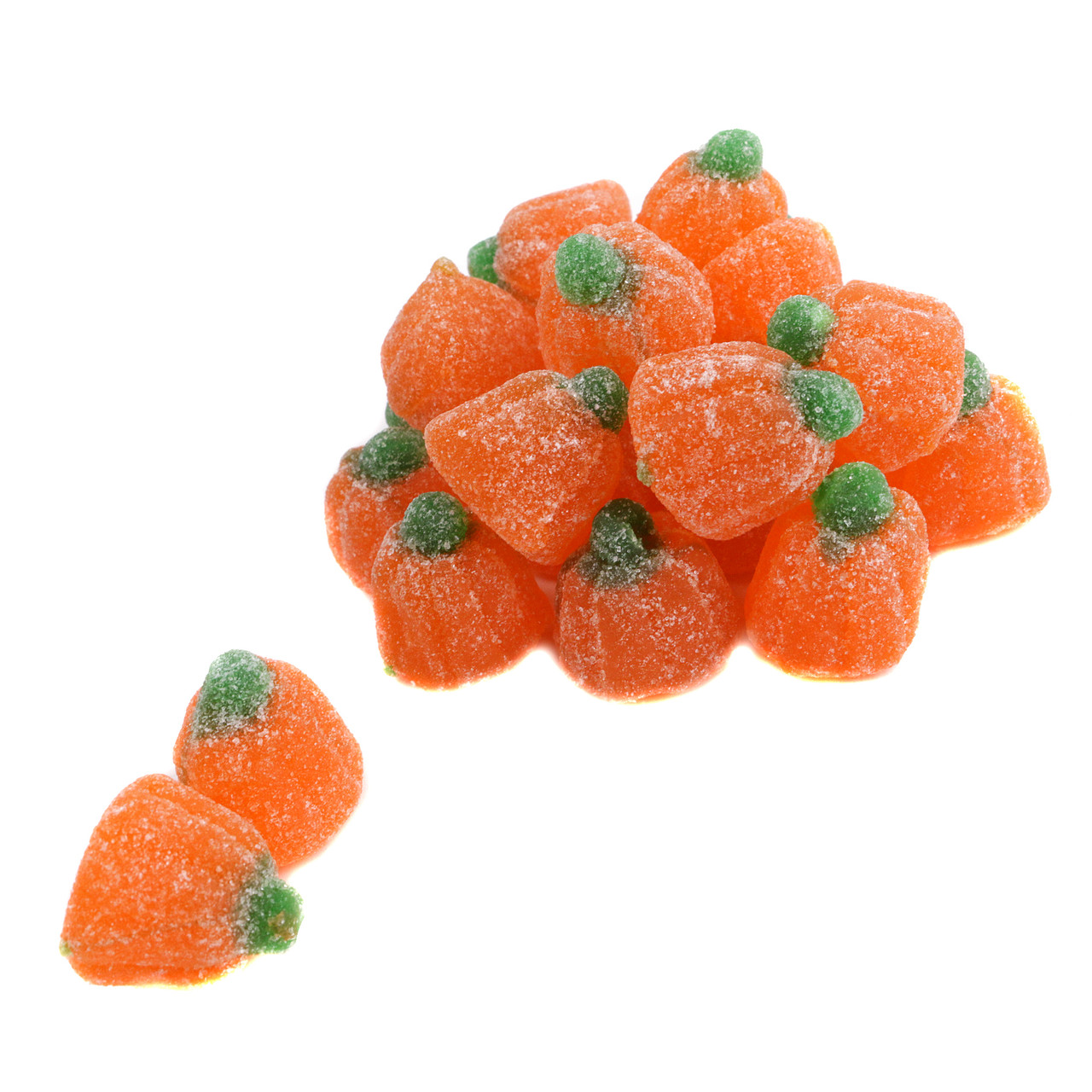 Bright orange sugared Zachary Jelly Pumpkins, Halloween candy, approx 50 per lb bulk.