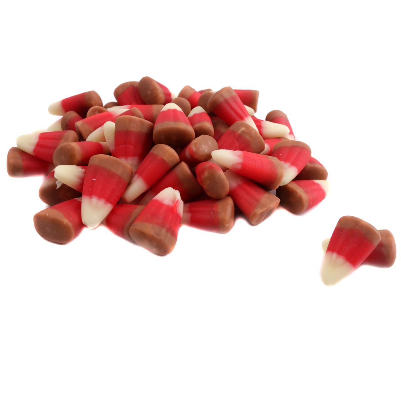 Red, brown Zachary Caramel Apple Candy Corn, approx. 230 pieces per pound, perfect for fall and Halloween.